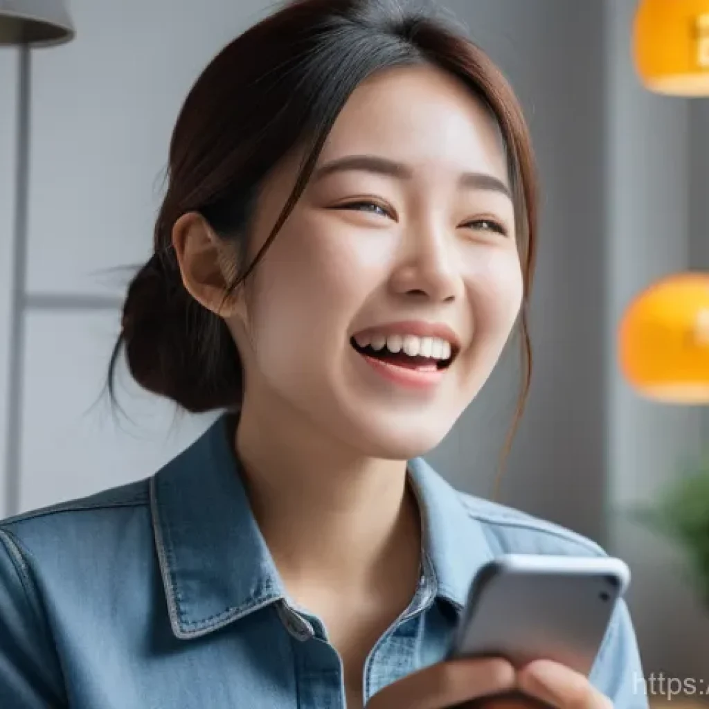 은행 VIP 혜택 조건 - A cheerful young Japanese woman, in her late 20s, is looking at her smartphone with a surprised yet ...