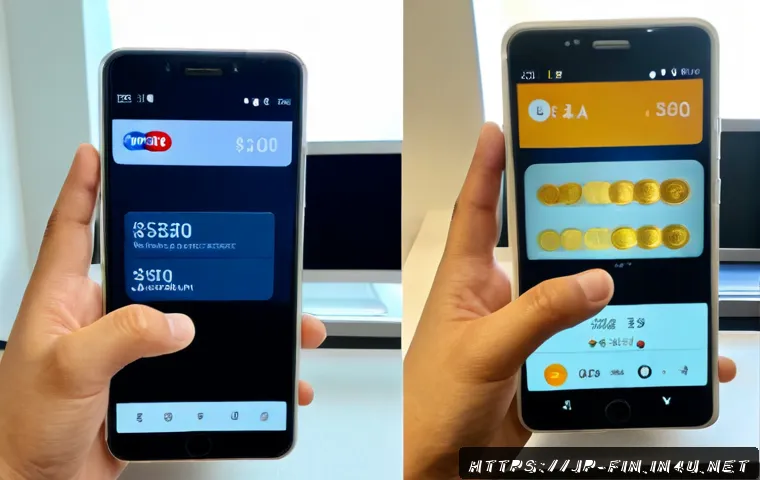 암호화폐와 법정화폐 차이 - Photorealistic split-screen comparison: on the left, a Japanese office worker holding simple physica...